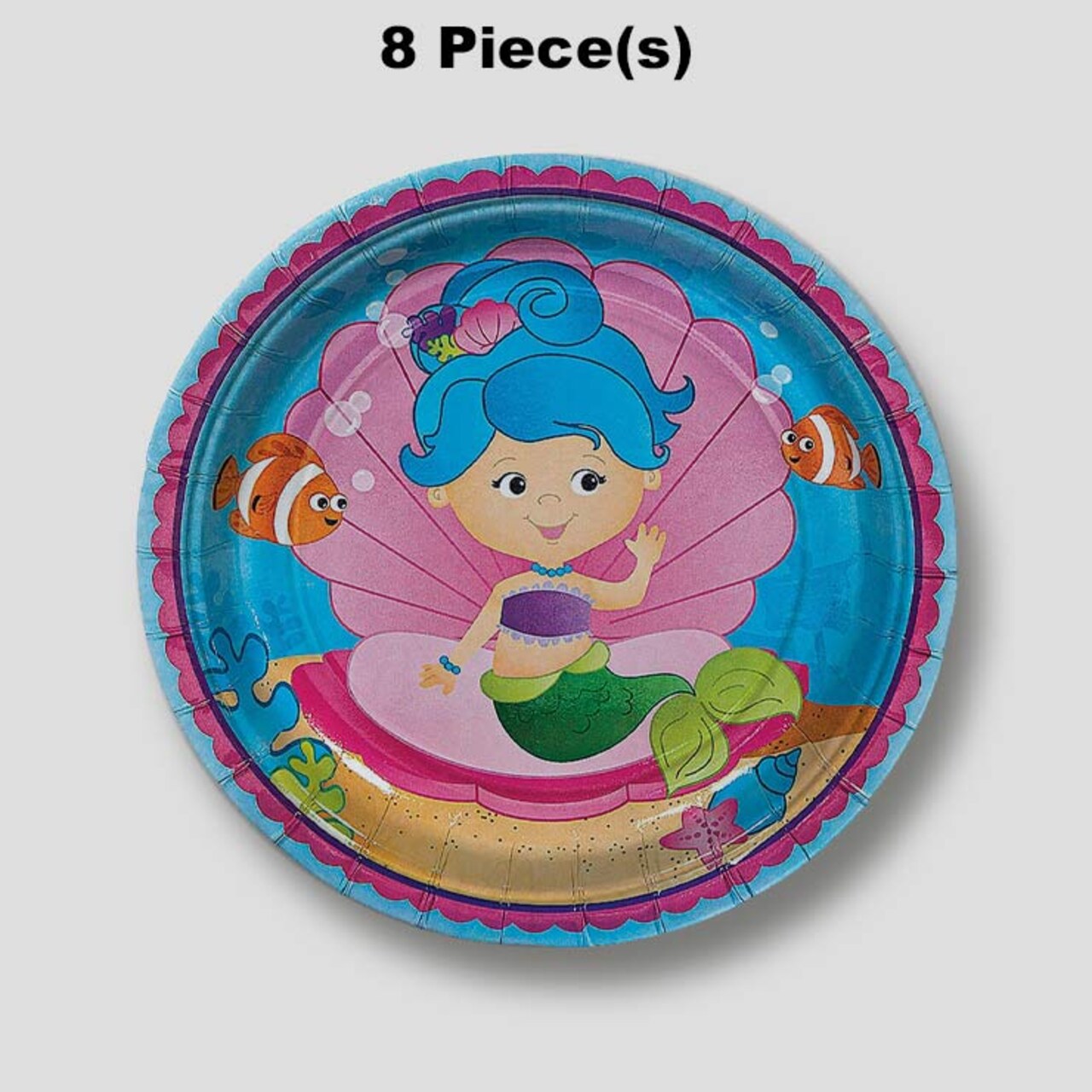 7" Mermaid Party Dessert Plates Underwater-Themed Paper Plates 8 Ct